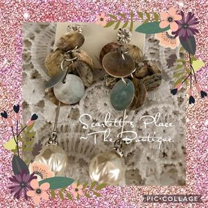 Gold & Silver Shell-Like Statement Dangle Earrings